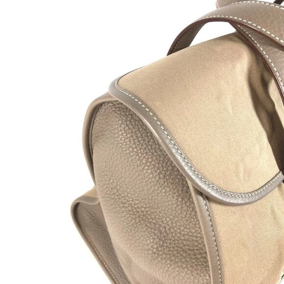 HERMES Punching H logo Hood Tote Bag Duffle Bag Hand Bag Leather/Canvas gray - Picture 5 of 11